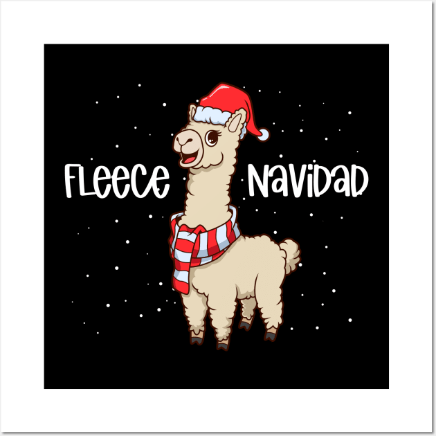 Christmas llama - Fleece Navidad Wall Art by Modern Medieval Design